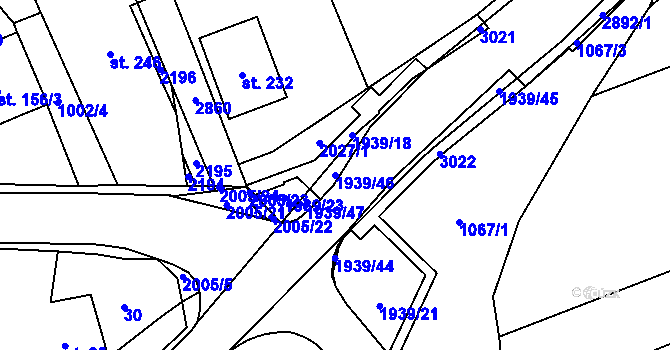 Parcela st. 1939/46 v KÚ Kunovice, Katastrální mapa