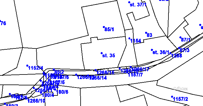 Parcela st. 35 v KÚ Kunratice u České Kamenice, Katastrální mapa