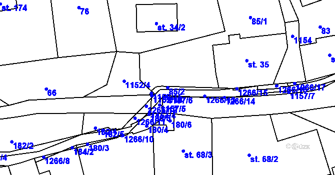 Parcela st. 85/2 v KÚ Kunratice u České Kamenice, Katastrální mapa