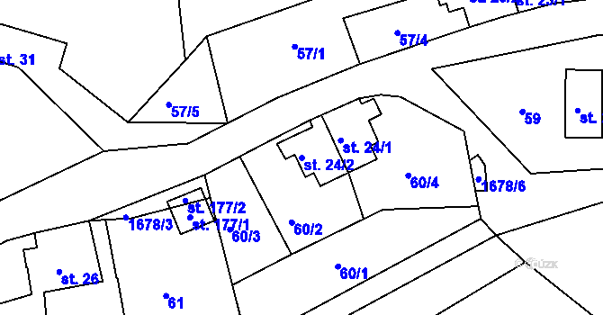 Parcela st. 24/2 v KÚ Líska, Katastrální mapa