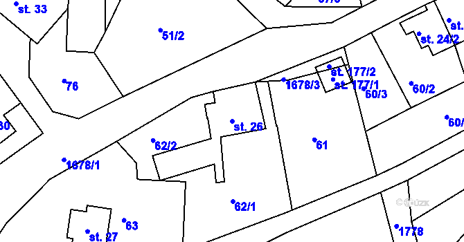 Parcela st. 26 v KÚ Líska, Katastrální mapa