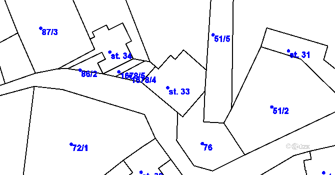 Parcela st. 33 v KÚ Líska, Katastrální mapa