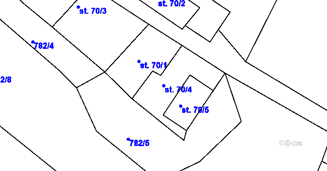 Parcela st. 70/4 v KÚ Líska, Katastrální mapa