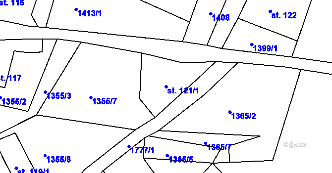 Parcela st. 121/1 v KÚ Líska, Katastrální mapa