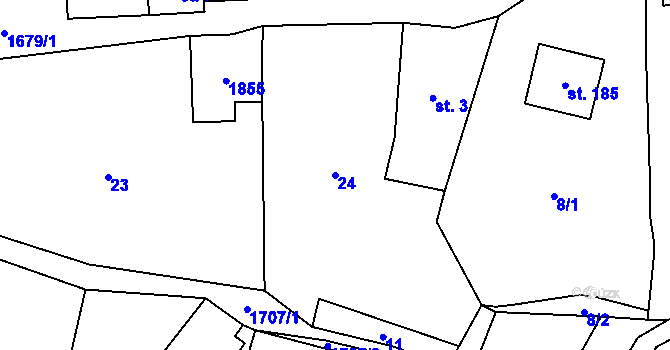 Parcela st. 24 v KÚ Líska, Katastrální mapa