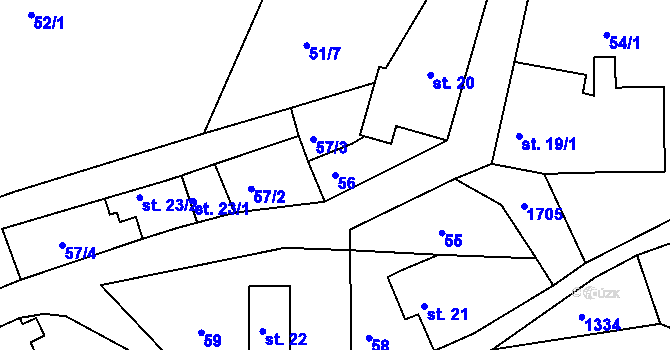 Parcela st. 56 v KÚ Líska, Katastrální mapa
