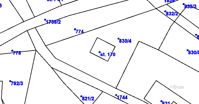 Parcela st. 170 v KÚ Líska, Katastrální mapa