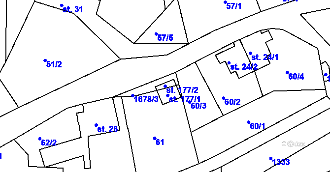 Parcela st. 177/2 v KÚ Líska, Katastrální mapa