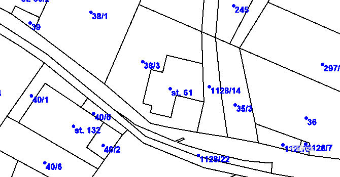 Parcela st. 61 v KÚ Studený u Kunratic, Katastrální mapa