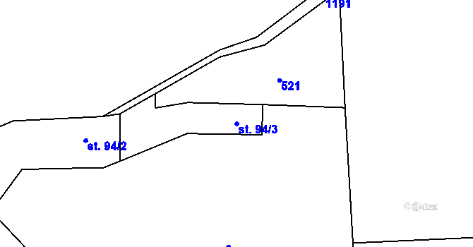 Parcela st. 94/3 v KÚ Studený u Kunratic, Katastrální mapa