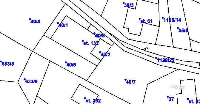 Parcela st. 40/2 v KÚ Studený u Kunratic, Katastrální mapa
