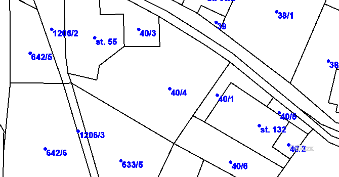 Parcela st. 40/4 v KÚ Studený u Kunratic, Katastrální mapa