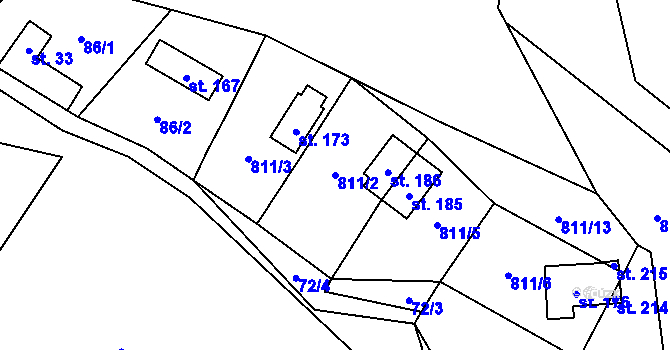 Parcela st. 811/2 v KÚ Studený u Kunratic, Katastrální mapa