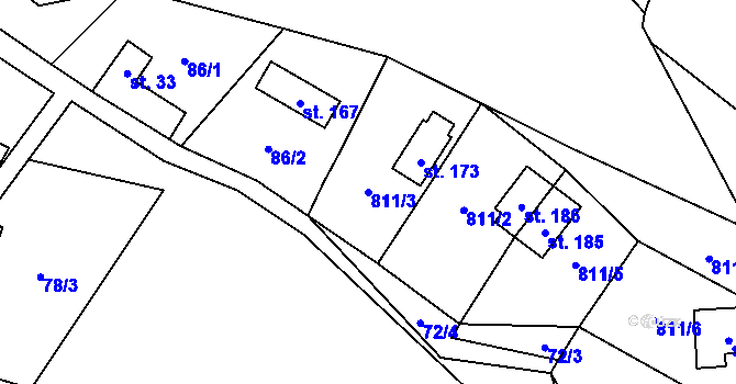 Parcela st. 811/3 v KÚ Studený u Kunratic, Katastrální mapa