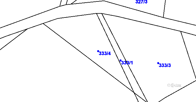 Parcela st. 333/4 v KÚ Studený u Kunratic, Katastrální mapa