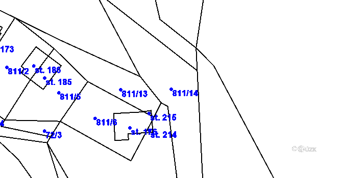 Parcela st. 811/14 v KÚ Studený u Kunratic, Katastrální mapa