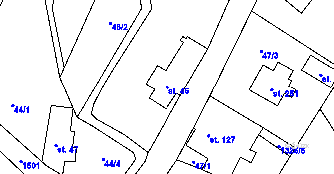Parcela st. 46 v KÚ Kunratice u Frýdlantu, Katastrální mapa