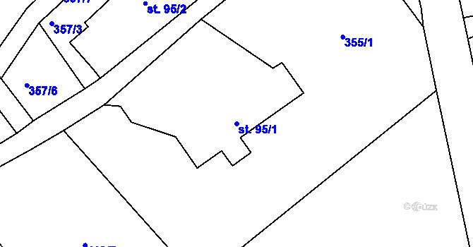 Parcela st. 95/1 v KÚ Kunratice u Frýdlantu, Katastrální mapa