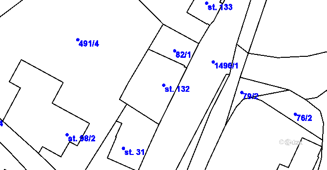 Parcela st. 132 v KÚ Kunratice u Frýdlantu, Katastrální mapa