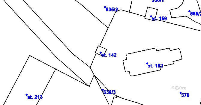 Parcela st. 142 v KÚ Kunratice u Frýdlantu, Katastrální mapa