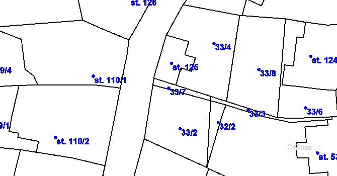 Parcela st. 33/7 v KÚ Kunratice u Frýdlantu, Katastrální mapa