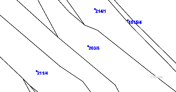 Parcela st. 203/5 v KÚ Kunratice u Frýdlantu, Katastrální mapa