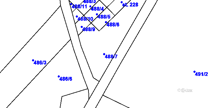 Parcela st. 488/7 v KÚ Kunratice u Frýdlantu, Katastrální mapa