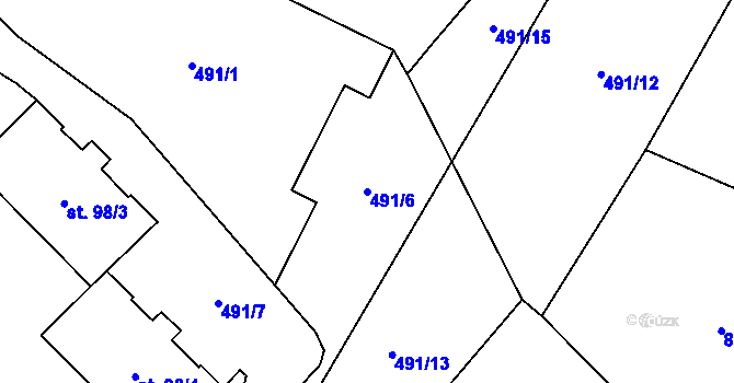 Parcela st. 491/6 v KÚ Kunratice u Frýdlantu, Katastrální mapa