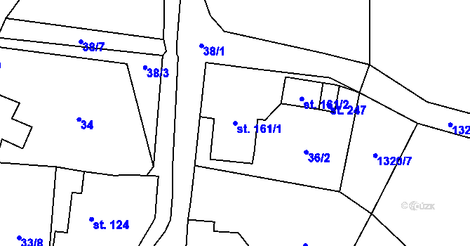 Parcela st. 161/1 v KÚ Kunratice u Frýdlantu, Katastrální mapa