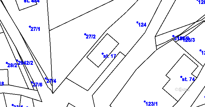 Parcela st. 17 v KÚ Kunratice u Cvikova, Katastrální mapa