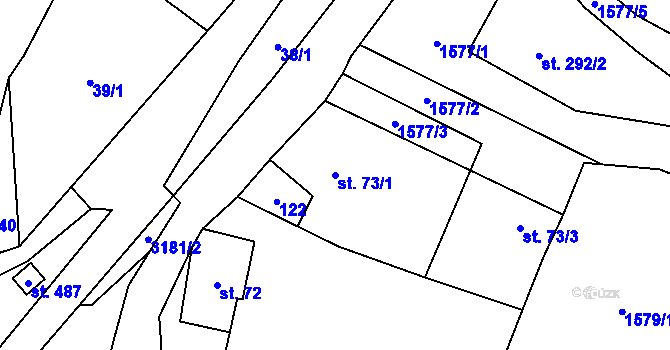 Parcela st. 73/1 v KÚ Kunratice u Cvikova, Katastrální mapa