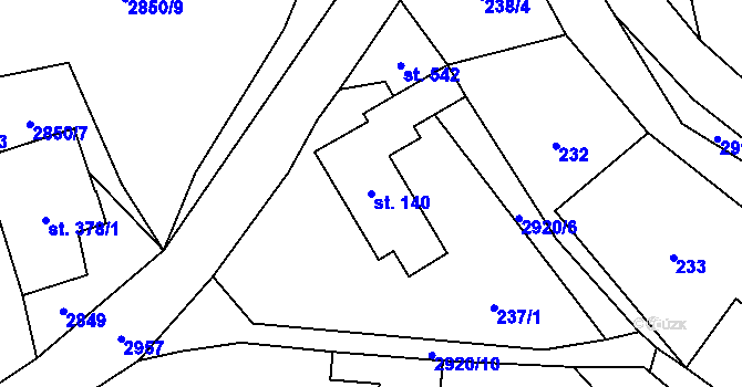 Parcela st. 140 v KÚ Kunratice u Cvikova, Katastrální mapa