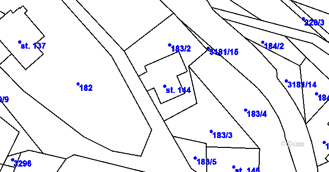 Parcela st. 144 v KÚ Kunratice u Cvikova, Katastrální mapa