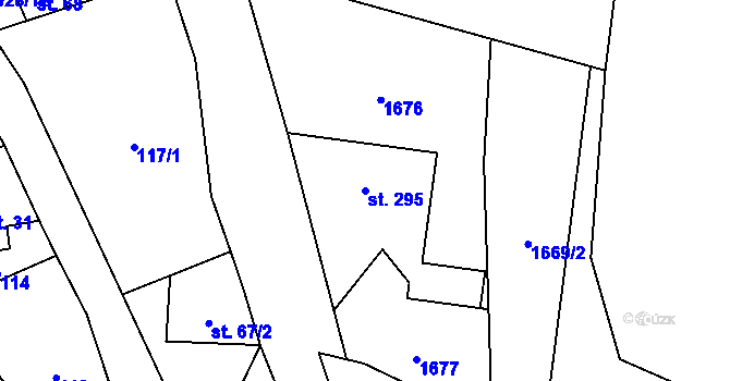 Parcela st. 295 v KÚ Kunratice u Cvikova, Katastrální mapa