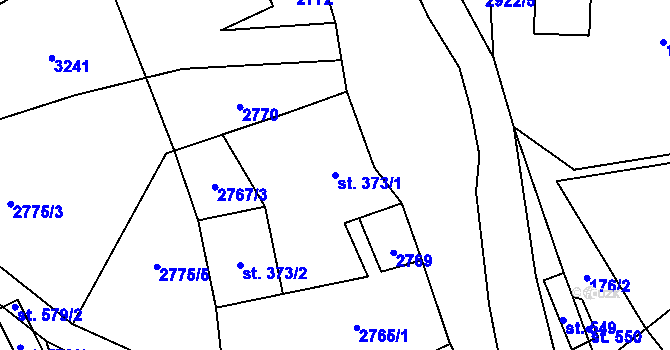 Parcela st. 373/1 v KÚ Kunratice u Cvikova, Katastrální mapa