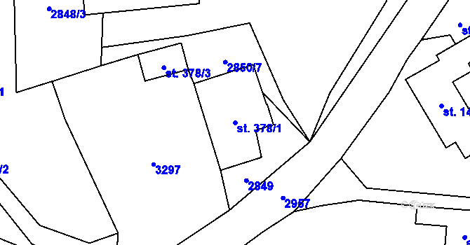 Parcela st. 378/1 v KÚ Kunratice u Cvikova, Katastrální mapa