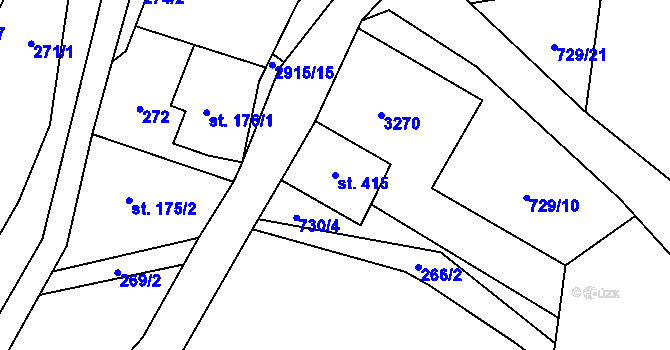Parcela st. 415 v KÚ Kunratice u Cvikova, Katastrální mapa