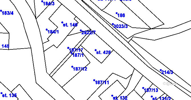 Parcela st. 428 v KÚ Kunratice u Cvikova, Katastrální mapa