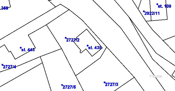 Parcela st. 435 v KÚ Kunratice u Cvikova, Katastrální mapa