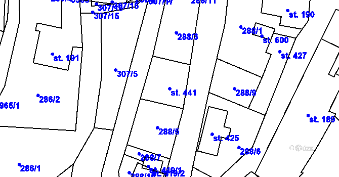 Parcela st. 441 v KÚ Kunratice u Cvikova, Katastrální mapa