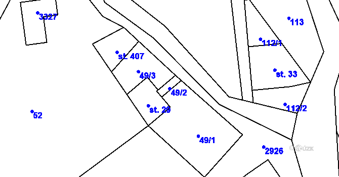 Parcela st. 49/2 v KÚ Kunratice u Cvikova, Katastrální mapa