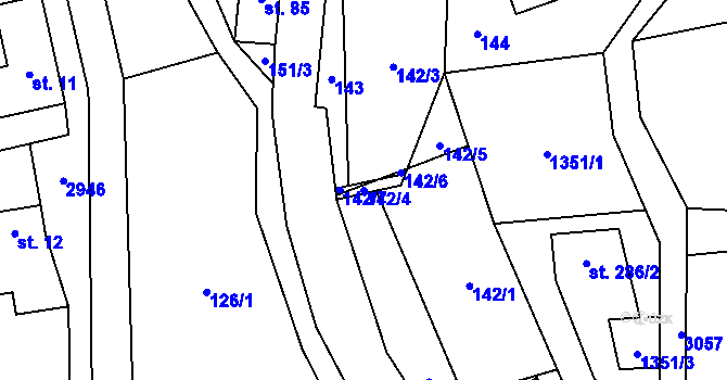 Parcela st. 142/4 v KÚ Kunratice u Cvikova, Katastrální mapa