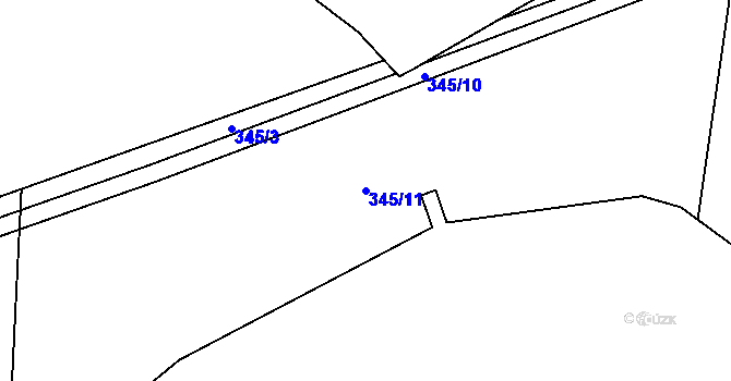 Parcela st. 345/11 v KÚ Kunratice u Cvikova, Katastrální mapa