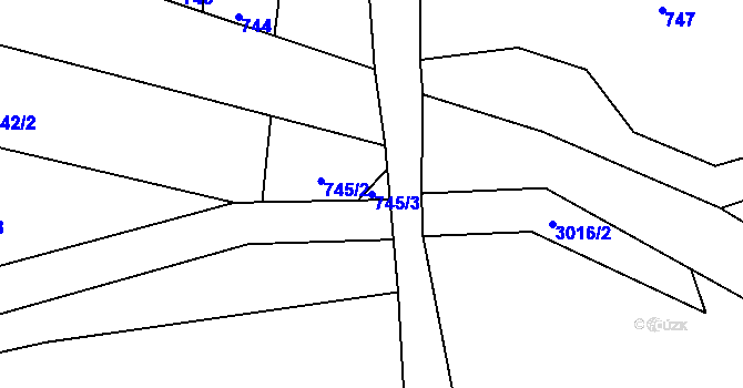 Parcela st. 745/3 v KÚ Kunratice u Cvikova, Katastrální mapa