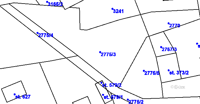 Parcela st. 2775/3 v KÚ Kunratice u Cvikova, Katastrální mapa