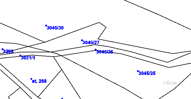 Parcela st. 3045/26 v KÚ Kunratice u Cvikova, Katastrální mapa