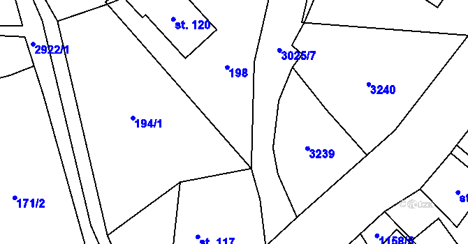Parcela st. 194/2 v KÚ Kunratice u Cvikova, Katastrální mapa