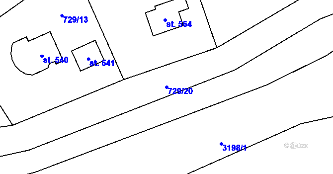 Parcela st. 729/20 v KÚ Kunratice u Cvikova, Katastrální mapa
