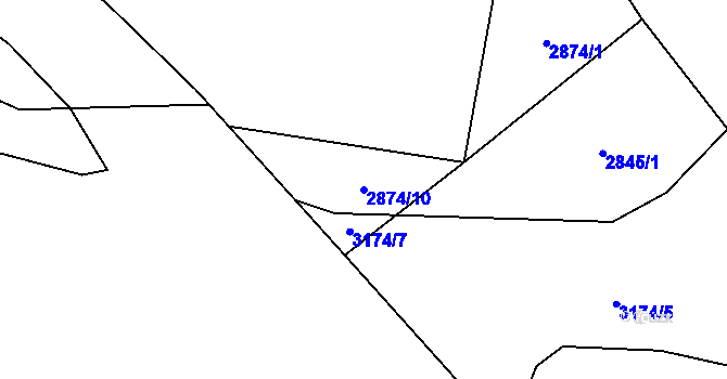Parcela st. 2874/10 v KÚ Kunratice u Cvikova, Katastrální mapa