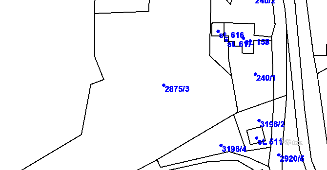 Parcela st. 2875/3 v KÚ Kunratice u Cvikova, Katastrální mapa
